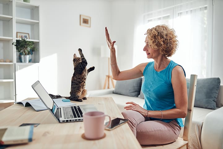 woman and cat